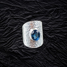 London Blue Topaz Gemstone 925 Sterling Ring Handmade Jewelry Ring For Gift