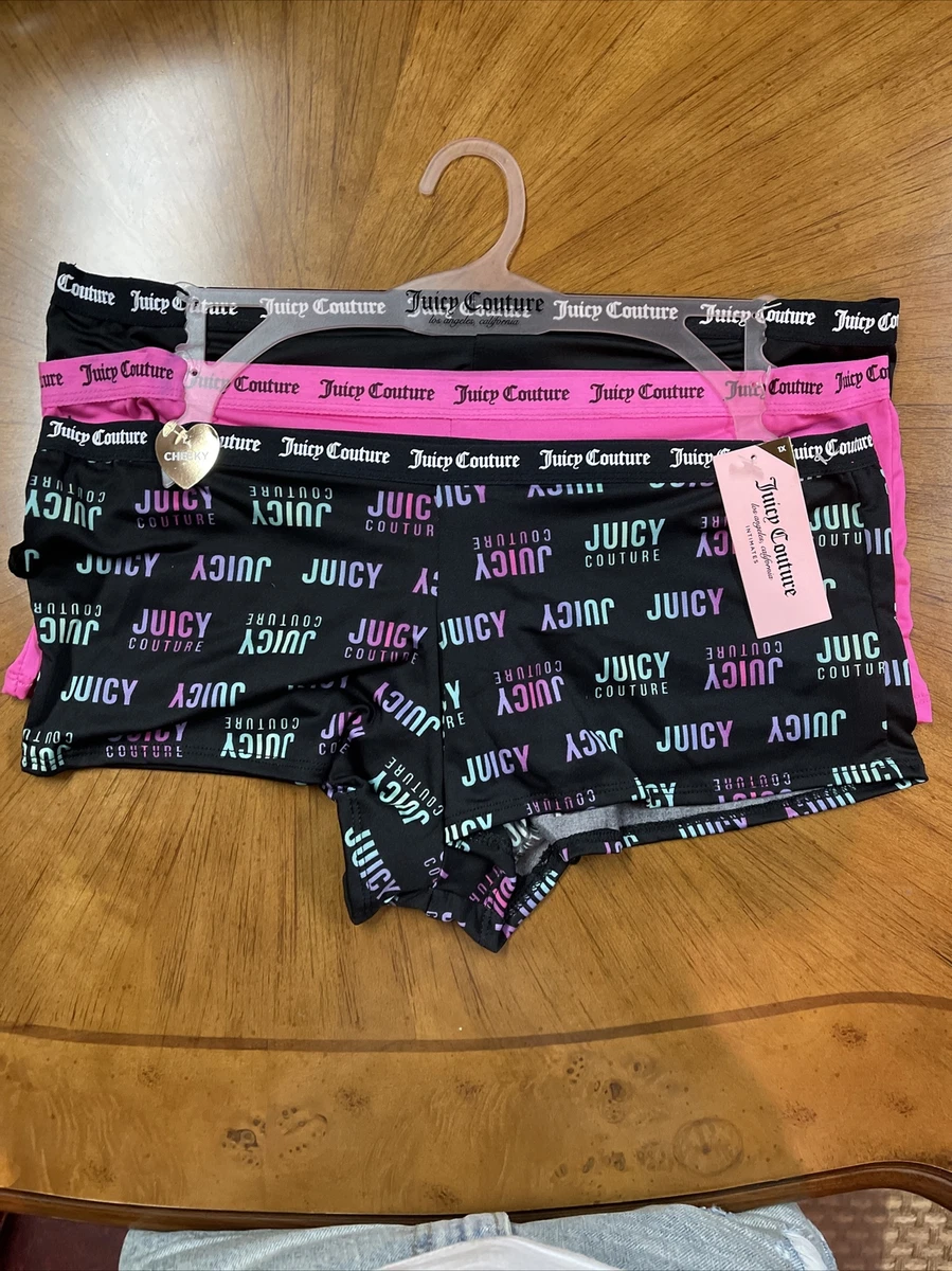 Juicy Couture 3 Pck Women Cheeky Boyshort Underwear Panties Polyester Blen  Sz 2X