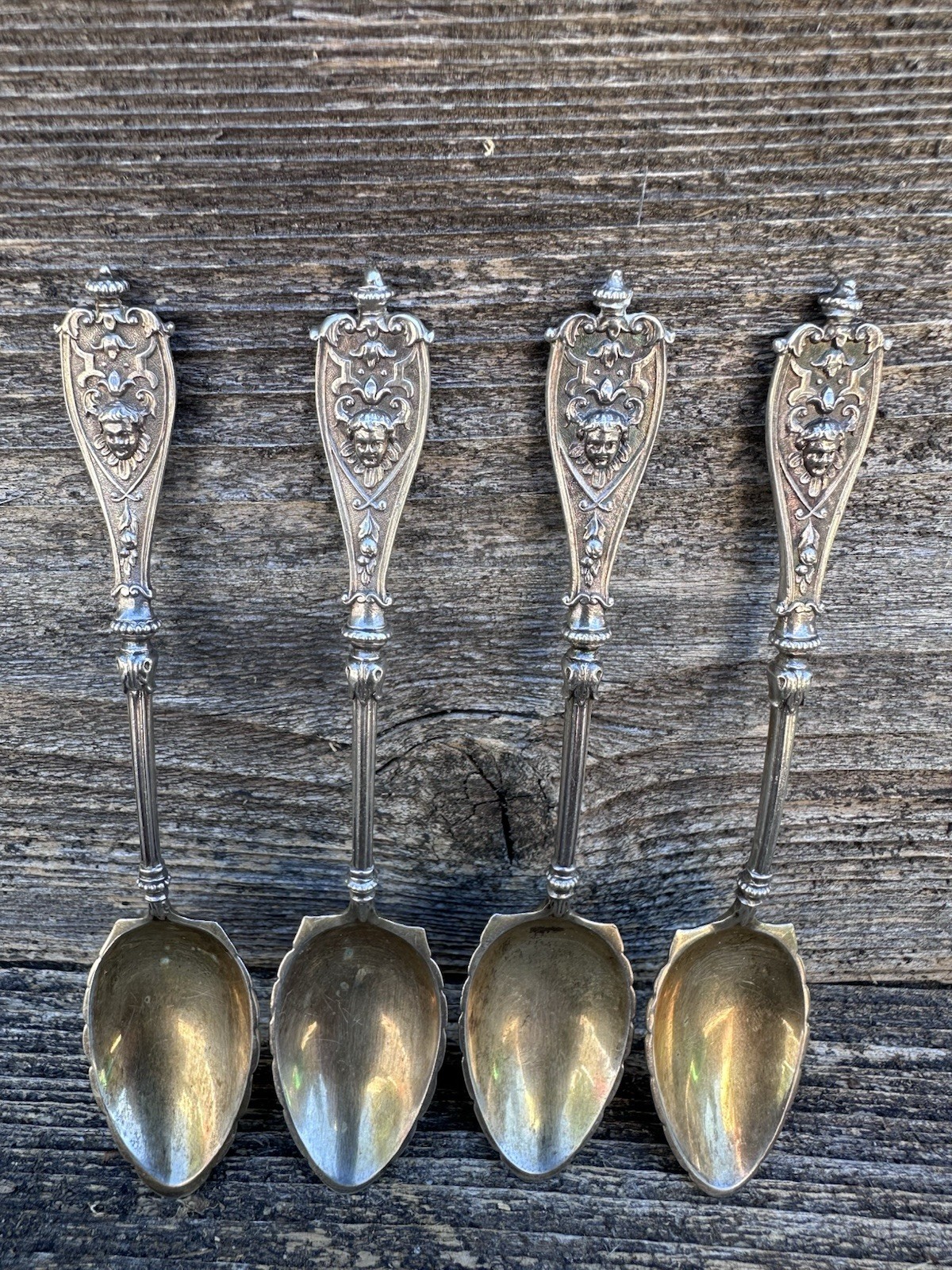 4 Antique German 800 Silver Spoons