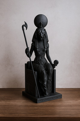 Sekhmet Statue sitzend   ägyptische Göttin Skulptur, 3D-Druck, 34 Farben