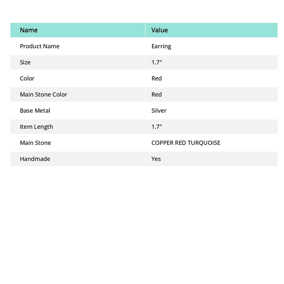 Star - Copper Red Turquoise Gemstone 925 Sterling Silver Earring 1.7" h074 - Image 4 of 4