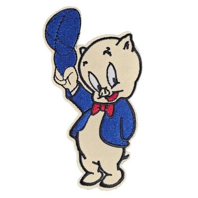 PORKY PIG IRON ON PATCH 4.3'' Classic Cartoon Character Embroidered Applique NEW