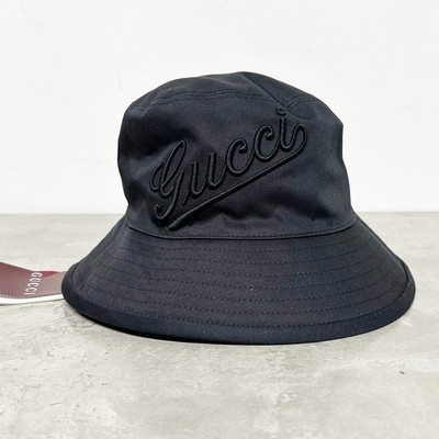 100 % AUTHENTISCH GUCCI BUCKET-HUT SCHWARZ UNISEX KAPPE SOMMER STRAND GRÖSSE L LARGE
