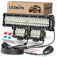 12 inch LED Light Bar and 2PCS 4 Inch LED Pods 12In+2pcs 4In LED Light Bar Kit