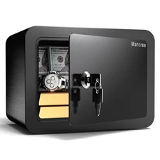 Marcree 0.23 Cub Safe, Small Safe Box with Key, Mini Home Safes for Money, Co...