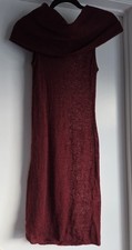 H:OUR Sleeveless Cowl Neck Mini Sweater Dress Women M Burgundy Solid