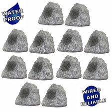 Theater Solutions Weatherproof Outdoor Granite Rock 12 Speaker Set Yard Pool Spa