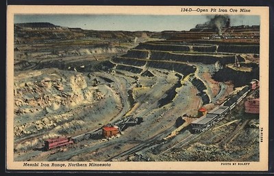 Mesabi Iron Range, MN, Open Pit Iron Ore Mine, Bergbau, Ansichtskarte 