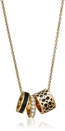 [Coach] Collana in ottone C9446 SignatureCEnamelCollana da donna oro nero C94...