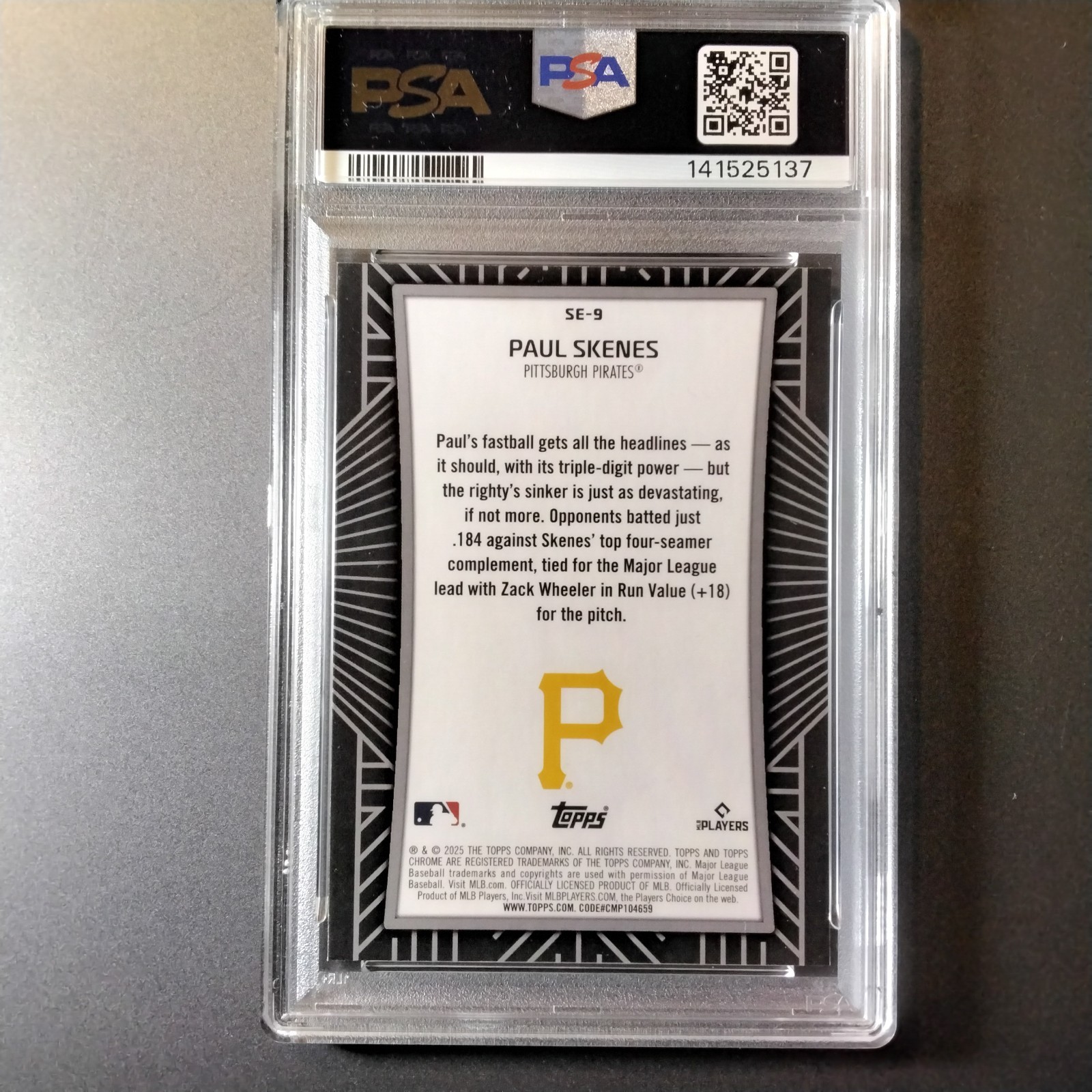 2025 Topps Chrome #SE9 - Paul Skenes - Shadow Etch - PSA 9 view 2