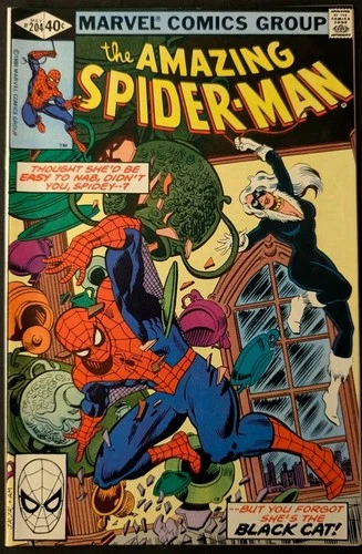 The Amazing Spider-Man #204 (Marvel Comics 1980) NM/VF Black Cat