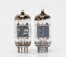 2 - GE 12AU7A ECC82 Vacuum Tubes / Short Gray Plates - O Getter -- CS9