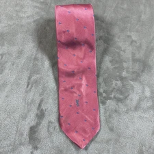 Vintage Yves Saint Laurent Neckwear Tie Mens 55x3 Pink Abstract YSL Logo Luxury
