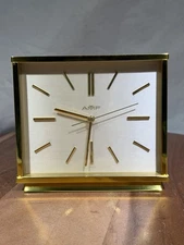 Swiss Quartz Mantel Desk Clock Brass Heavy AMF