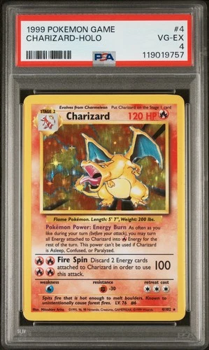 1999 POKEMON BASE SET UNLIMITED #4 CHARIZARD-HOLO PSA 4