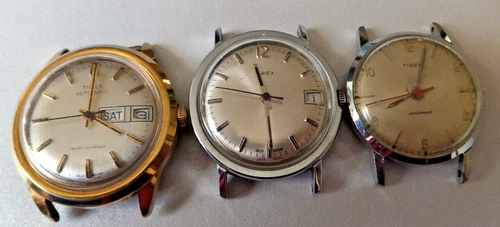 3 Vintage Mechanical Watches -   Timex - Not Running- Spares/Repairs
