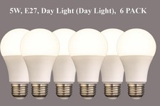 5W LED Light Bulb (6 Pack), Edison Screw Light E27, Cool White (6500K),