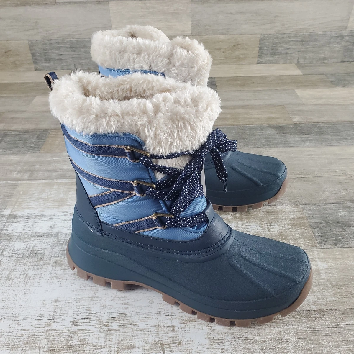 Hike Footwear Light Blue Insulated Winter Ankle Boots/ Faux Fur Trim Size 42 HF Azura – Ergonomic & Supportive Winter Barefoot Shoes  main image 2