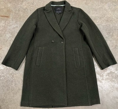 J. Crew Daphne Topcoat Women s Sz 10 Italian Boiled Wool Dark Green Overcoat EUC