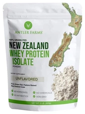 Antler Farms - 100 Grass Fed New Zealand Whey Protein Isolate, Unflavored, 2 ...
