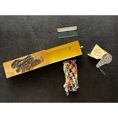 Vintage Gold Tone Needle Case & Sewing Notions Set