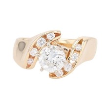 1.09ctw Diamond Solitaire with Accents Engagement Ring 14k Yellow Gold Size 6
