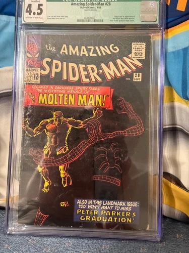 AMAZING SPIDER-MAN #28 FIRST APPEARANCE OF MOLTEN MAN CGC 4.5 GREEN LABEL