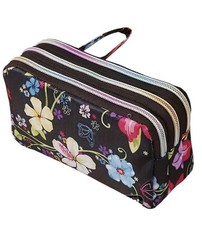 women's floral triple zipper clutch wallet