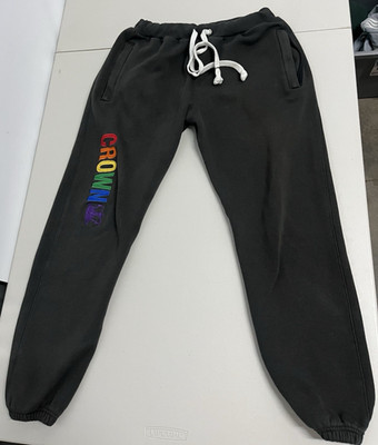 Boys Sweatpants XL Cotton Blend Black CROWN Pant Athletic Elastic Made by Heat