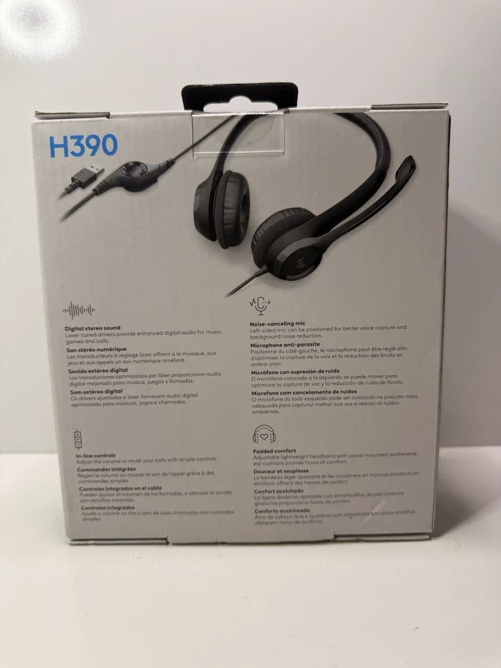 Logitech H390 USB Headset – New Sealed – Noise Cancelling Mic – Black (A1) - Image 3 of 4