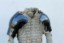 Medieval Steel Blackened Pair Of Pauldrons Knight Shoulder Armor Set Halloween