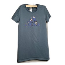 Adidas Blue Logo Shirt Dress Women  s Medium Leopard Graphic Tee Long Length