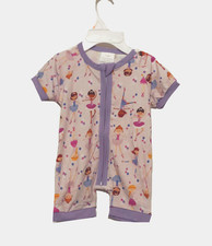 NWT Bamboo Baby Girls Ballerina Romper Size 0-3 Months Short Sleeve 2-Way Zip