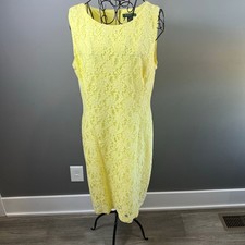 Lauren Ralph Lauren Yellow Lace Overlay Sleeveless Dress Size 14