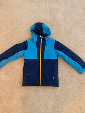Columbia Boys XS Blue/Navy Hooded Insulated Ski Jacket Full Zip Pockets max warm