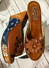 Spring Step L'Artiste Leather Wedge Sandals  Size 8 EU 42 SSH Velocity Shoes