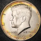 1964 D Kennedy Half Dollar - BU, Rainbow Toned - 90% Silver 50C