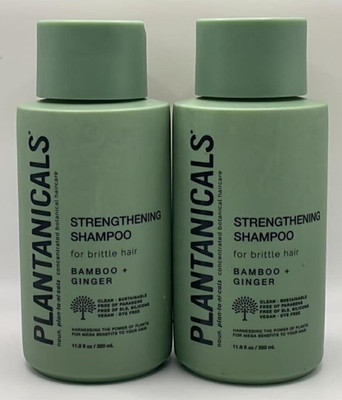 2PK Plantanicals Strengthening Shampoo ~ 11.8 FL OZ Each ~ Bamboo + Ginger ~ NEW