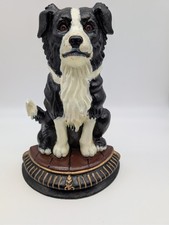 7 lbs Door Stop Border Collie Black White Cast Iron Hand Painted Vintage 13.5”