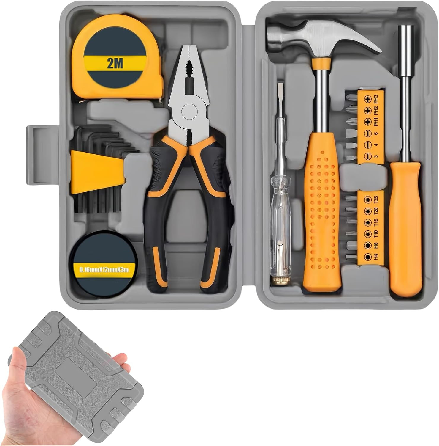 Cassetta Porta Attrezzi Completa 24pz | Kit Riparazione Casa Acciaio