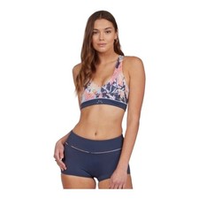 Roxy Women's Tropical Floral Print Sports Bra Bikini Top Swimwear Beach Small