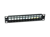"Equip 769331 12-Port Keystone Shielded Patch Panel, 10\", Black"