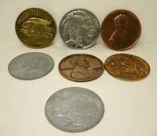 Lot of 7 Large 3" Metal Novelty Coins US Coin Replicas Paper Weights