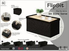 Folding Ottoman Flipsit Storage Box Pouffe Seat Stool Tea Table Large Foot stool