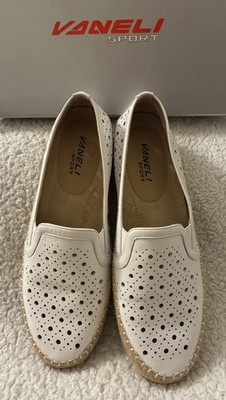 VANELi Sport~Nicki~White Napa~Leather~Flat~Slide-On~Loafers~Size 8.5 N~NIB