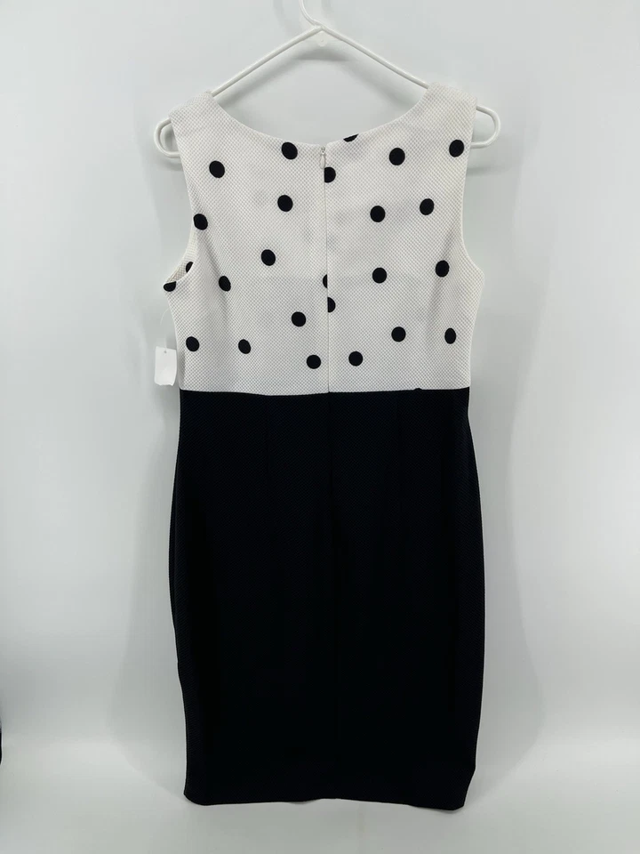 Vestido Danny and Nicole elástico sin mangas para mujer talla 12 negro blanco lunares Foto 2 de 4