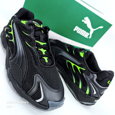 Puma US 13 Men's Black Green Racer Streetwear Retro Inhale Mesh   401560 01  NIB