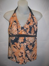 Fantasie Underwire Tankini Top 36F and Bottom Medium in Gray and Orange