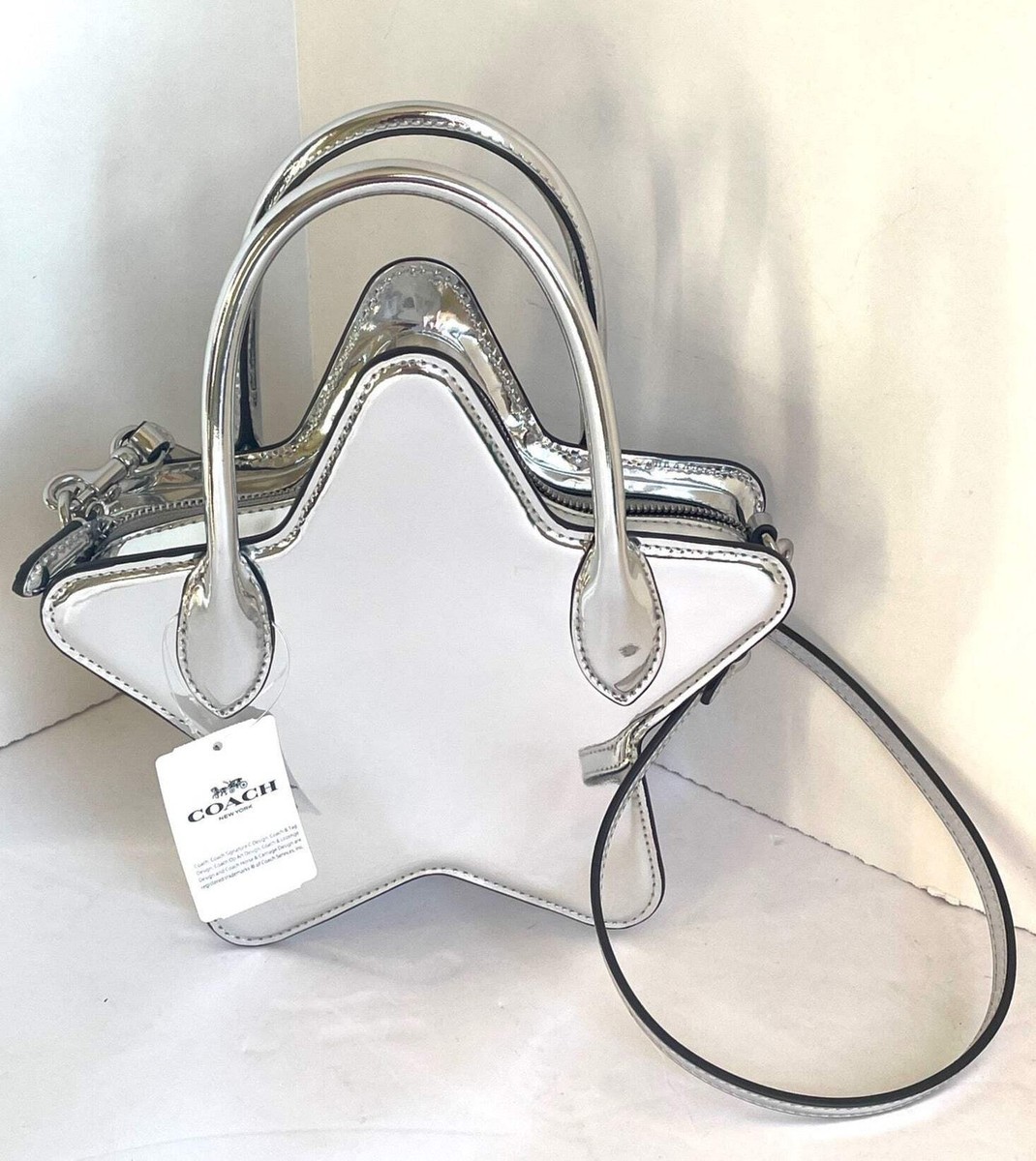 COACH シルバー ハンドバッグ スター Coach Metallic Silver Star Bag NWT CN700 | eBay