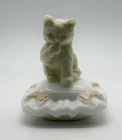 AVON Sitting Pretty DECANTER-milk glass-VINTAGE 1970s...cat and pillow